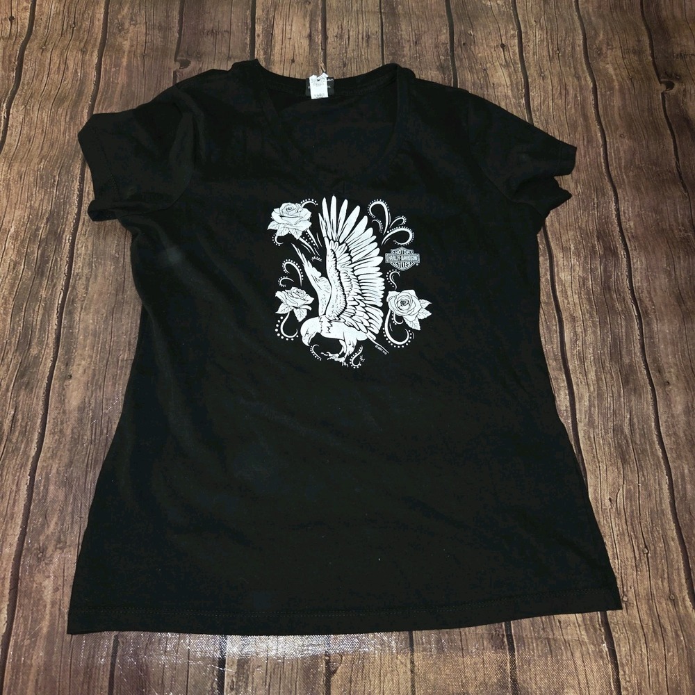 Harley Davidson Womens T-Shirt Black S Florida Logo Short Sleeve Crewneck